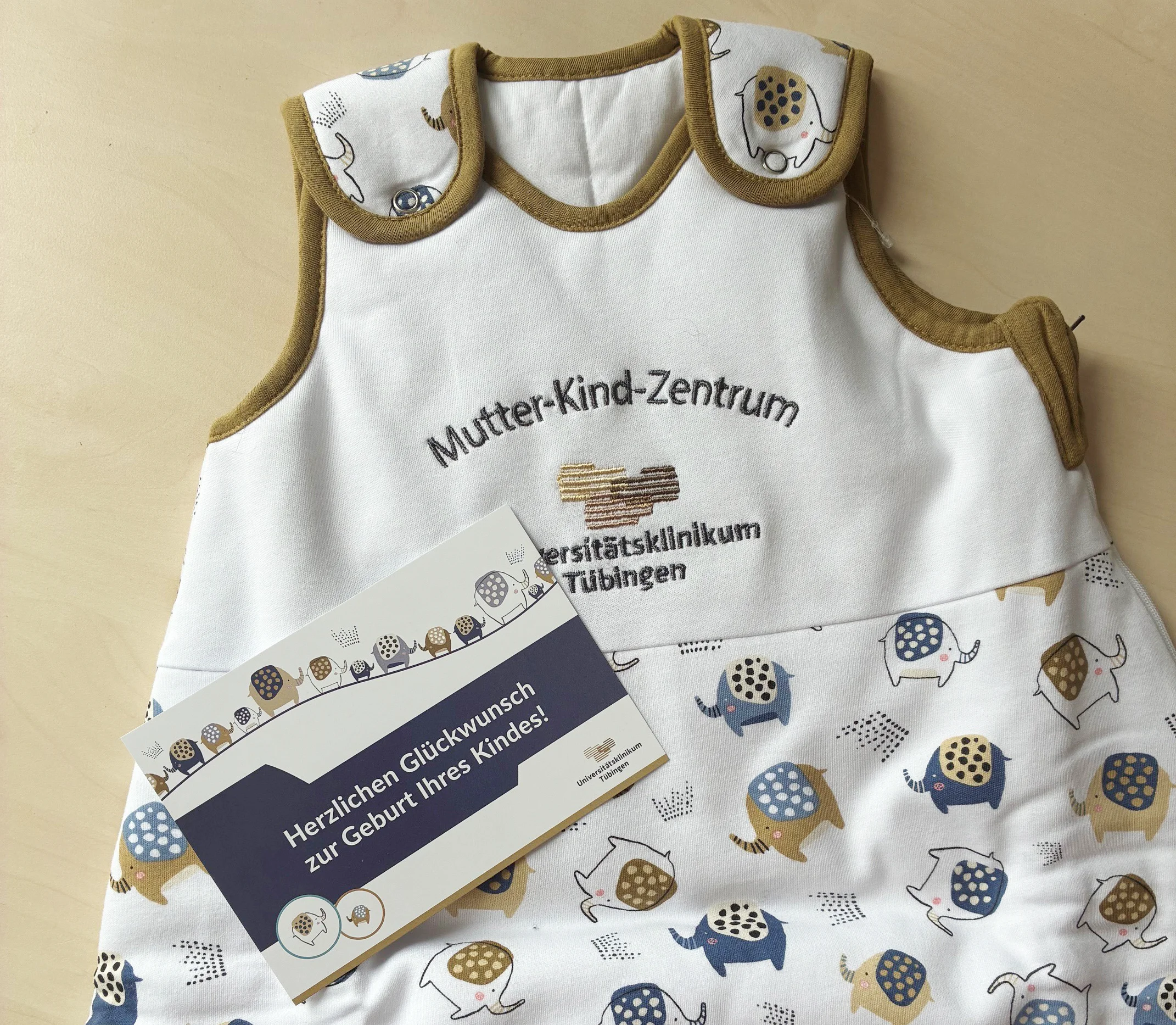 Babyschlafsack mit Grußkarte
