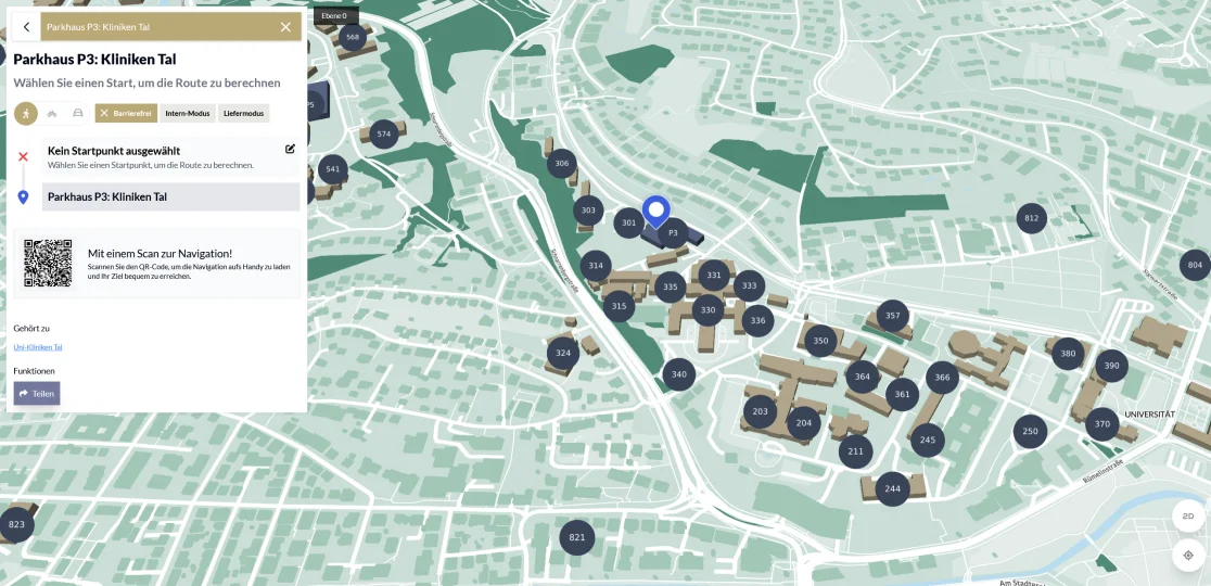 Lageplan aus der NaviApp mit Link auf die NaviApp