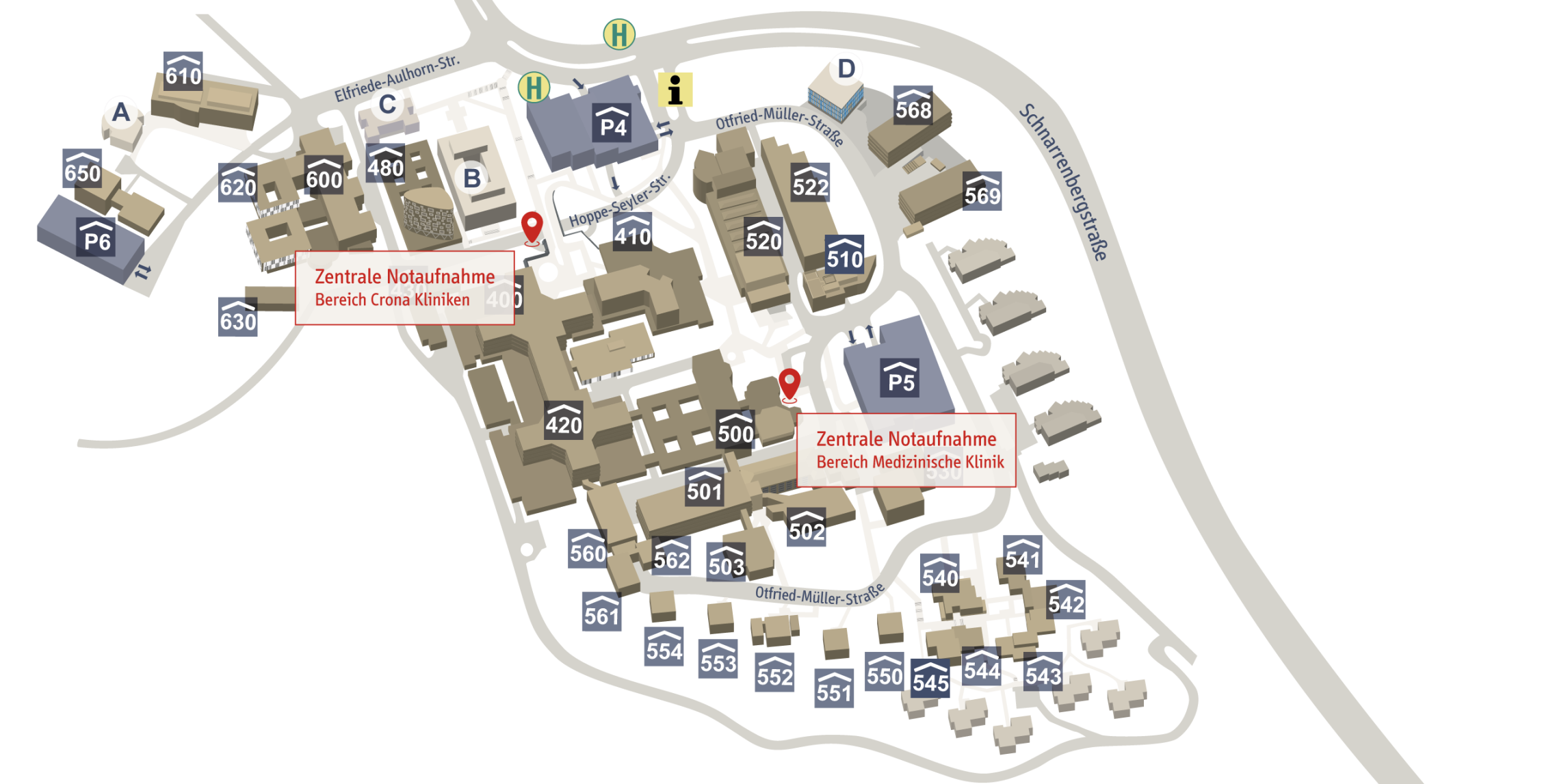 Lageplan Notaufnahmen Kliniken Berg