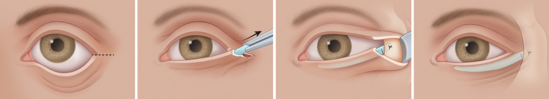 Abbildung 8: Lateraler Tarsalstreifen (Schritt für Schritt)