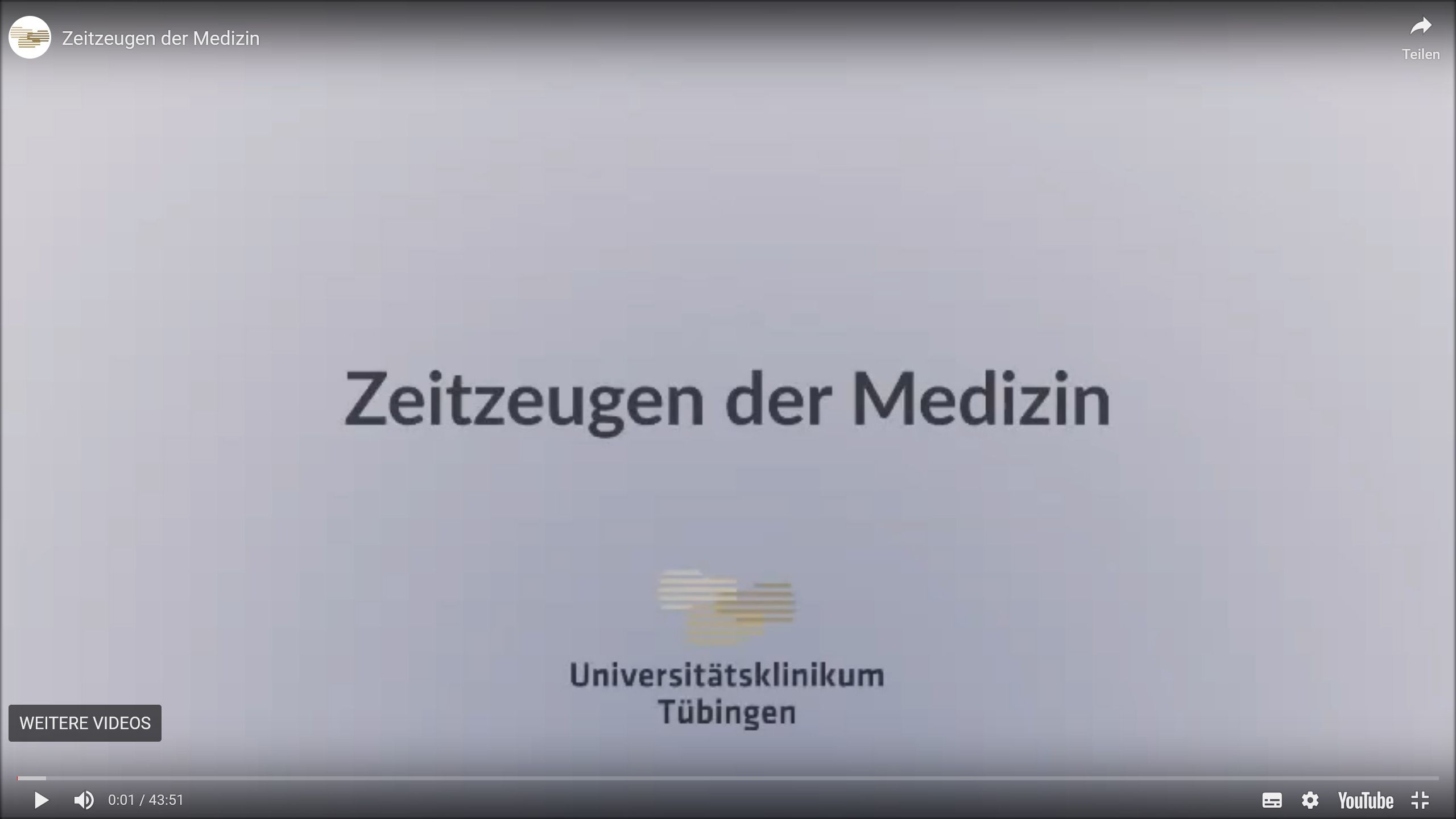Startfolie: Zeitzeugen der Medizin mit UKT Logo