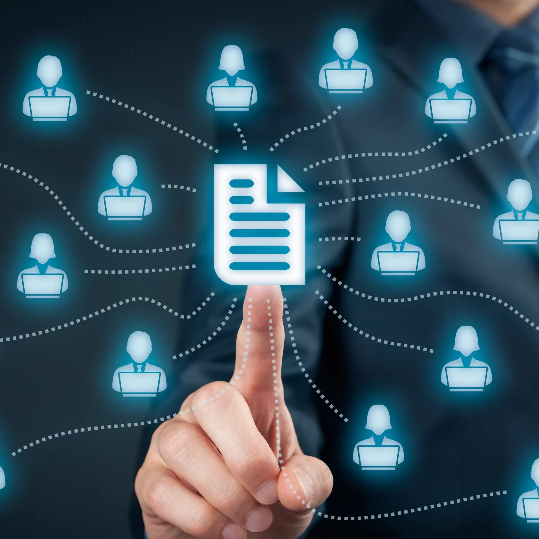 A finger is pointing at a document