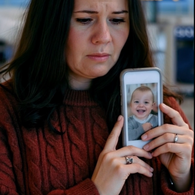 Screenshot aus dem Video: Frau Harder hält am Flughafen Handy mit Heidis Bild hoch