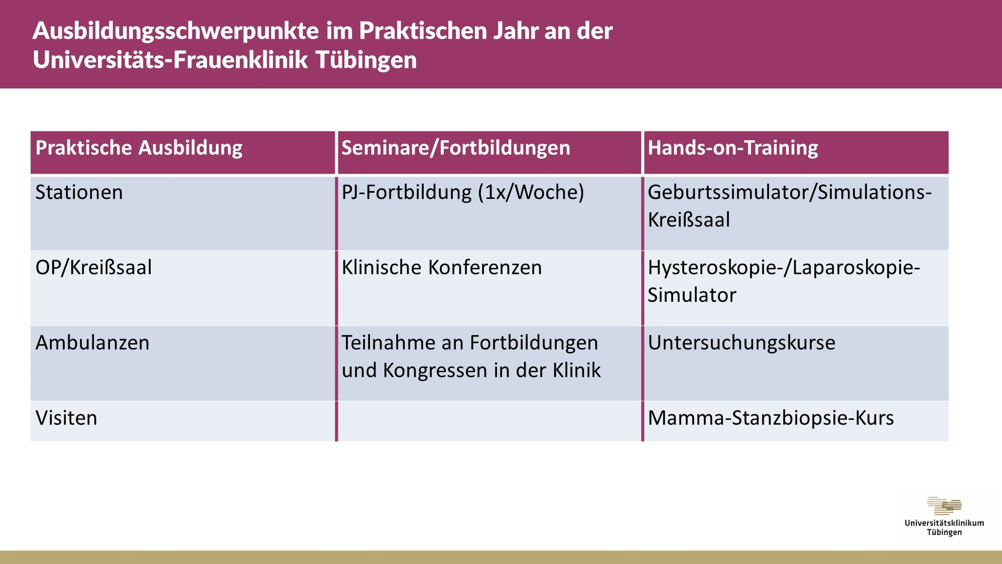 Infografik Ausbildungsschwerpunkte