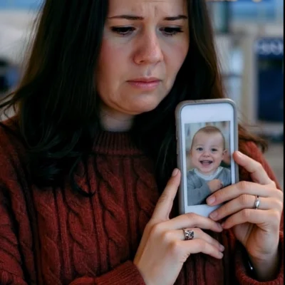 Screenshot aus dem Video: Frau Harder hält am Flughafen Handy mit Heidis Bild hoch