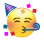 Smiley mit Partyhütchen und Tröte