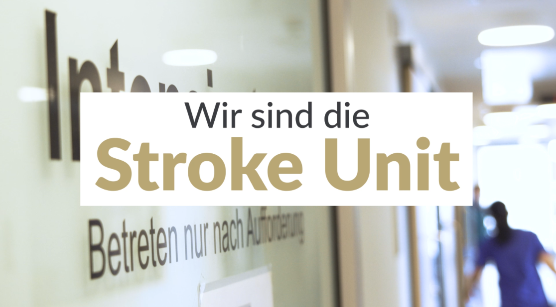 Bild der Station unscharf im Vordergrund Sprachzug: Wir sind die Stroke Unit