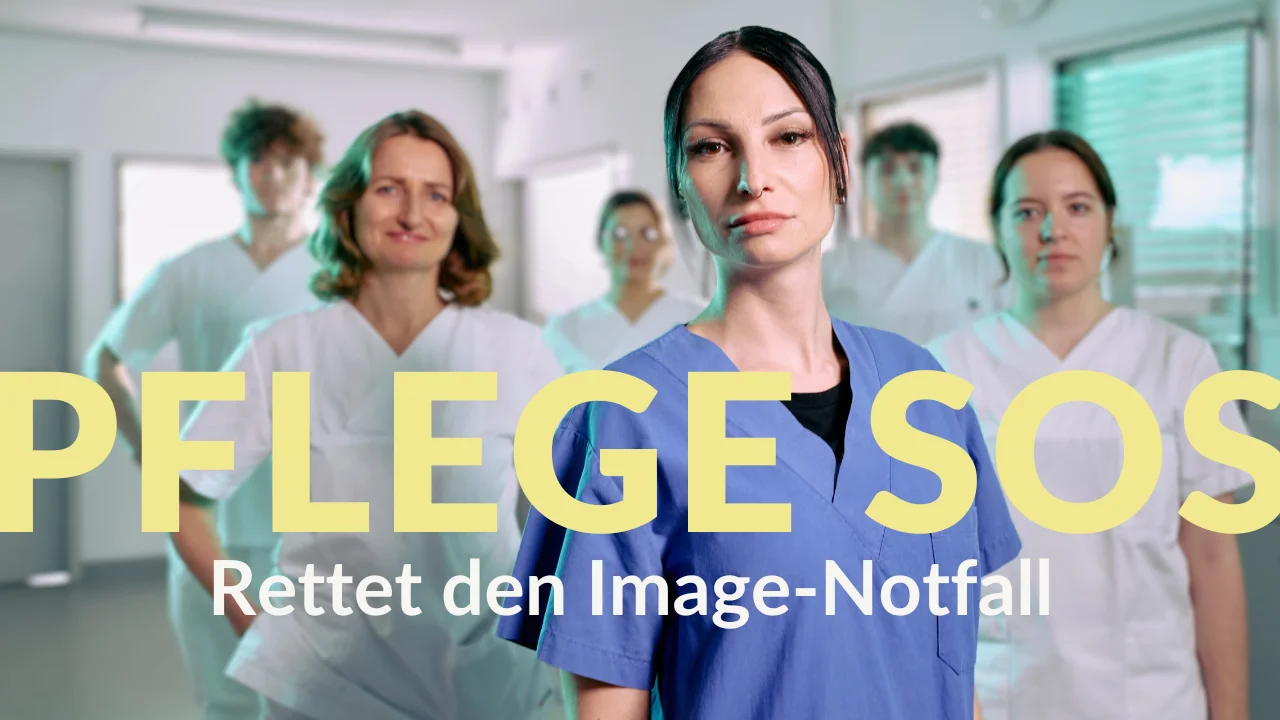 Thumbnail aus dem Film: Pflegekräfte blicken selbstbewusst in die Kamera
