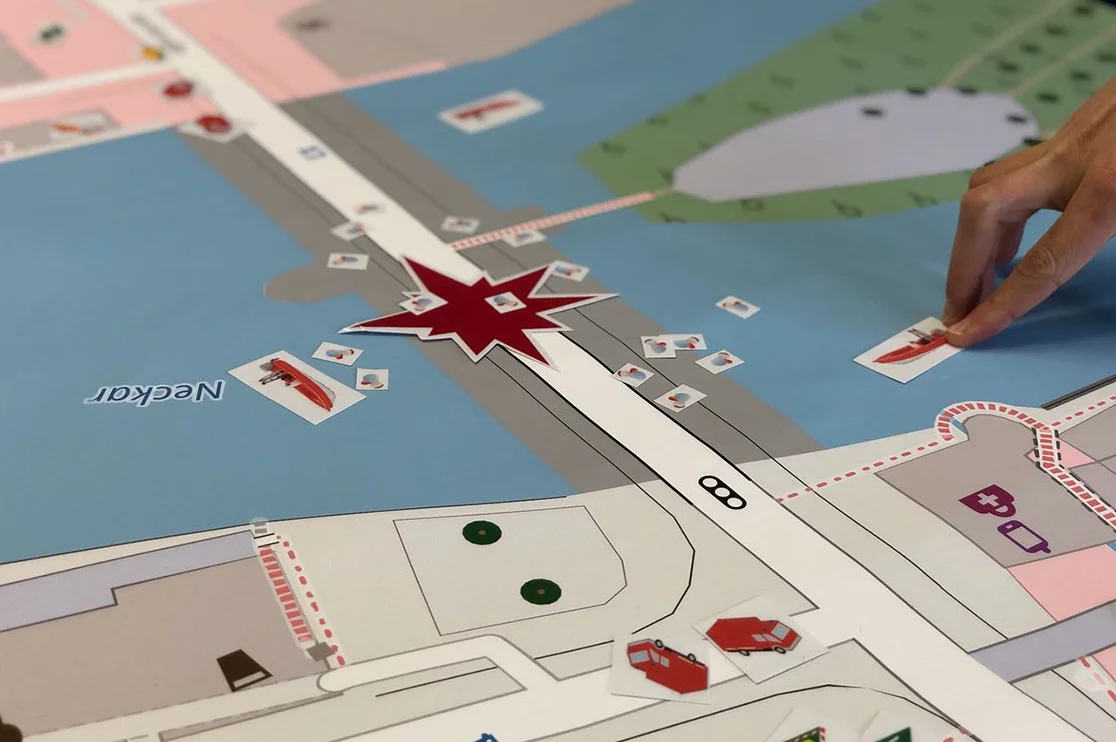Planspiel Busunfall Neckarbrücke