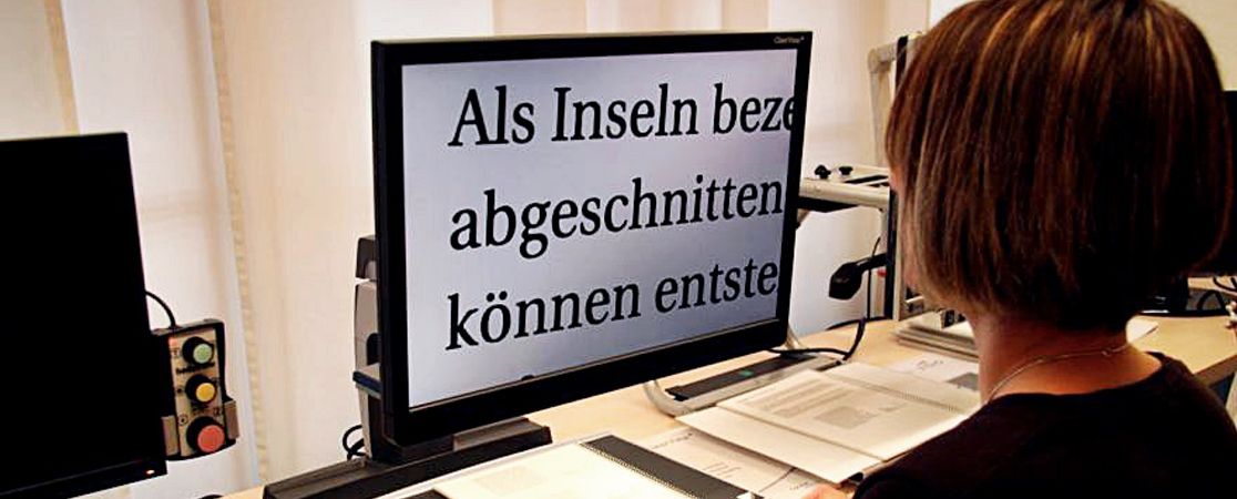 Person vor PC Bildschirm