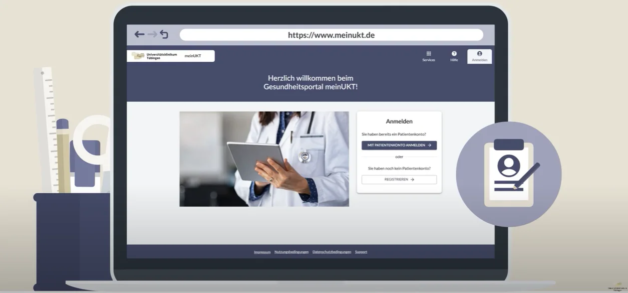 Screenshot der Eingabemaske für das Gesundheitsportal