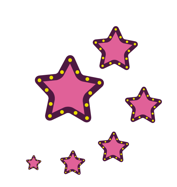 Rosa Sterchen in verschiedenen Größen