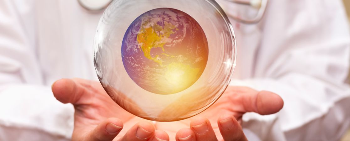 Erkugel in Glaskugel