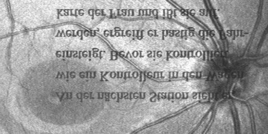 Schrift schwarz weiß auf dem Kopf