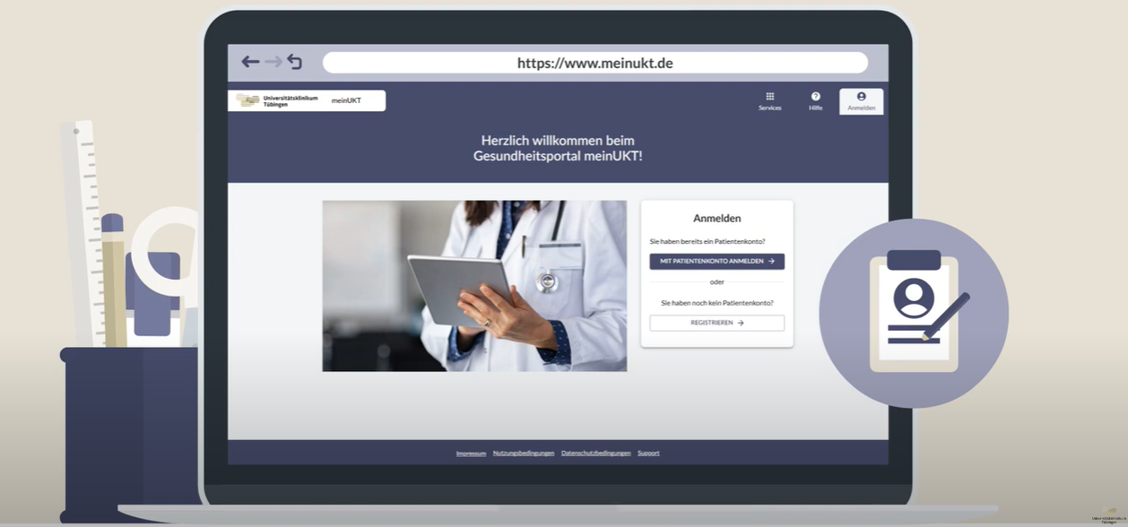 Screenshot der Eingabemaske für das Gesundheitsportal