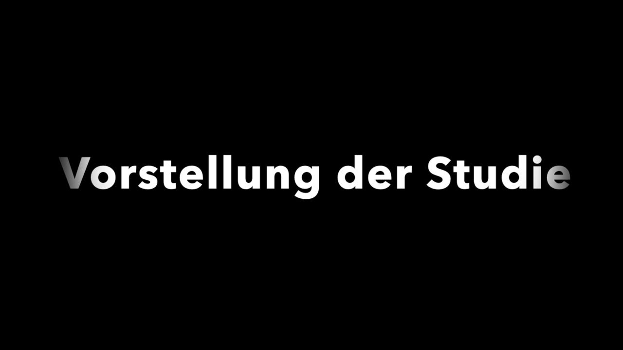 Text Vorstellung der Studie in weißer Schrift auf schwarzem Hintergrund