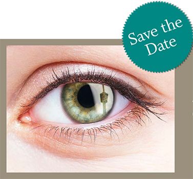 Schmuckbild Auge mit Schriftzug Save the date