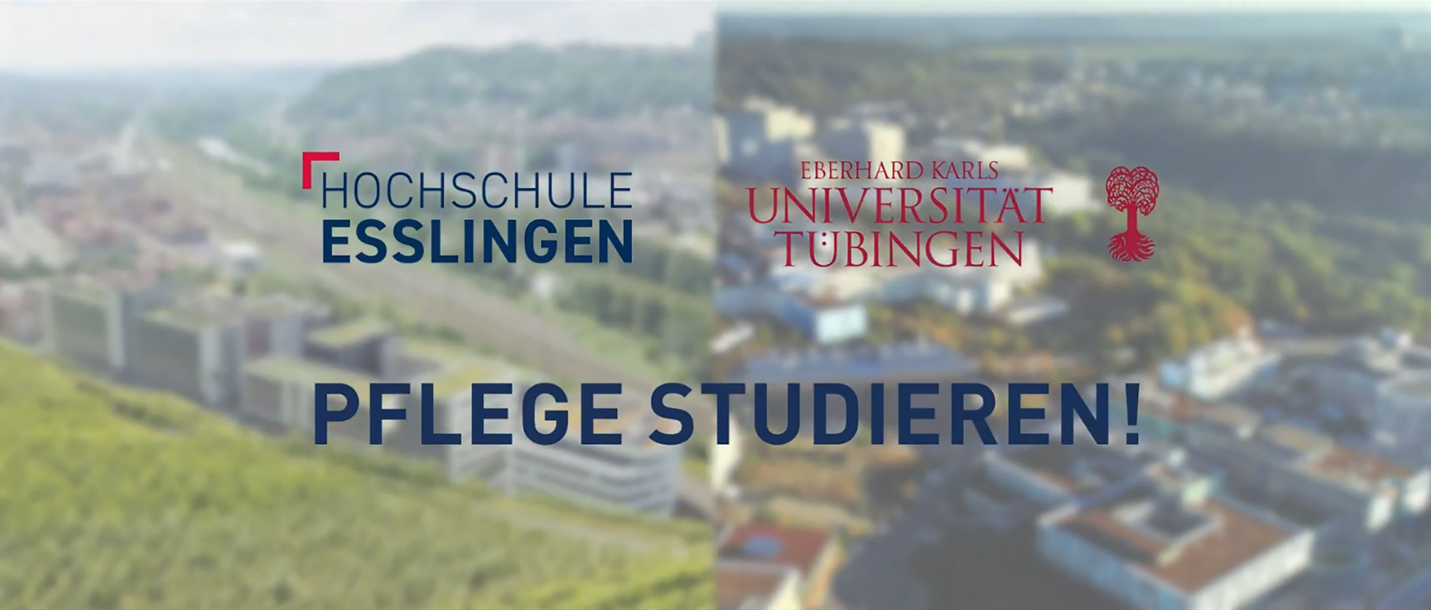 Startbild Video: Ansicht des Campus Esslingen links und Tübingen rechts