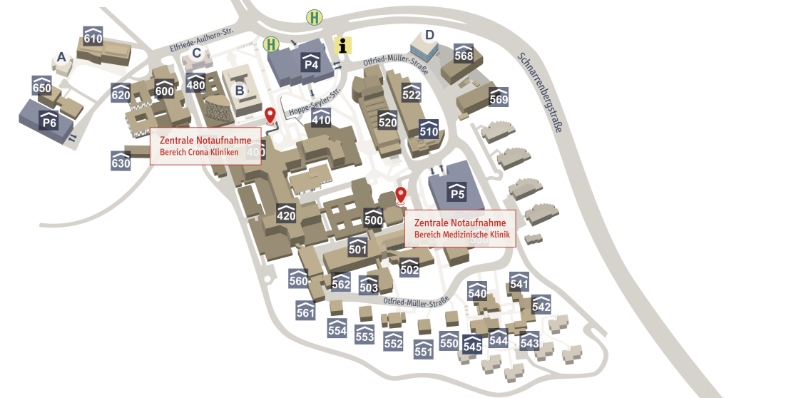 Lageplan Notaufnahmen Kliniken Berg