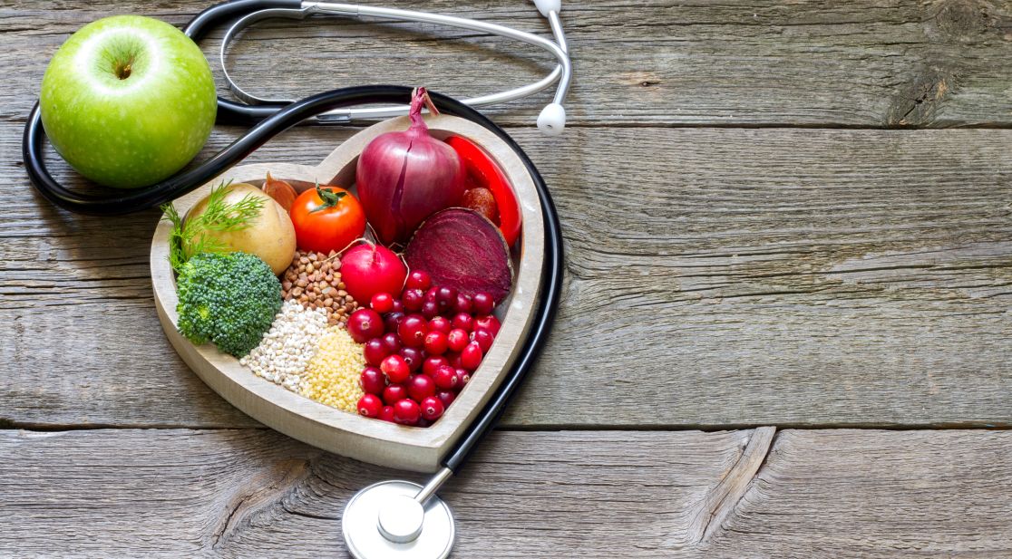 Decorative picture stethoscope heart with food