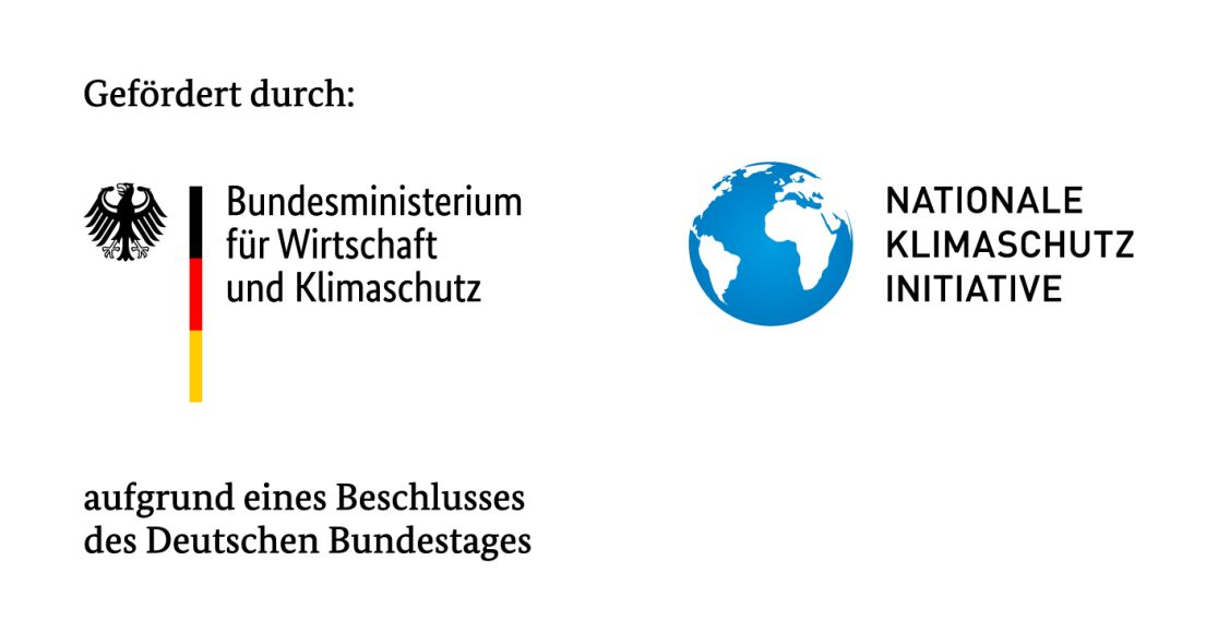 Logos Förderer: Bundesministerium für Wirtschaft und Klimaschutz, Nationale Klimaschutz Initiative